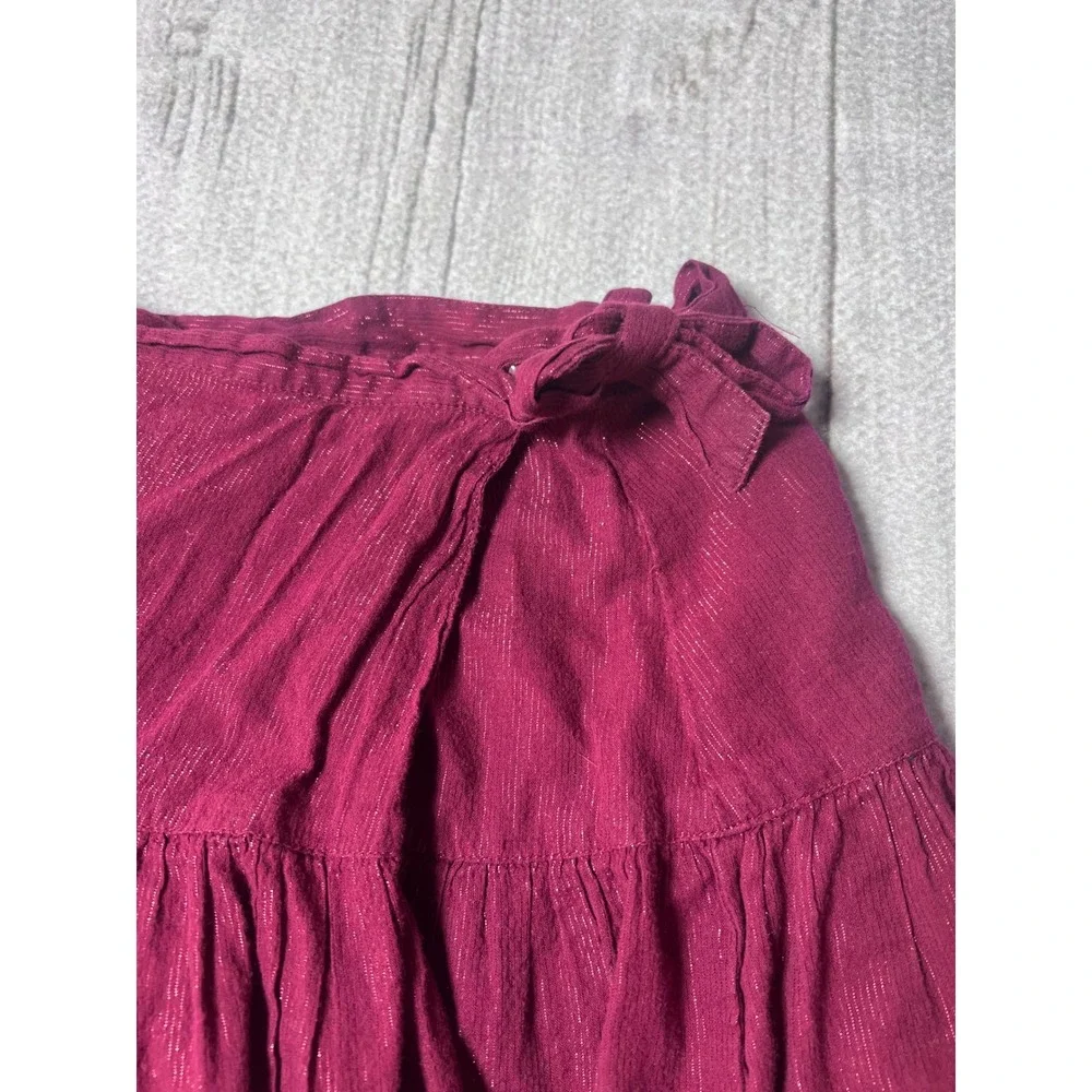 GAP Kids Girls Maroon Shimmer Tiered Wrap‎ Skirt Size 6